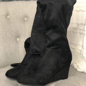 NWOT OVER THE KNEE wedge boots